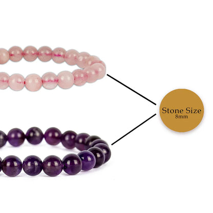 Natural Rose Quartz & Amethyst Gemstone Bracelet (Certified)