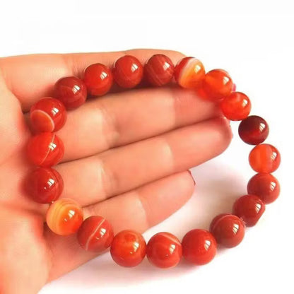Red Agate (Hakik) Gemstone Bracelet (Certified)